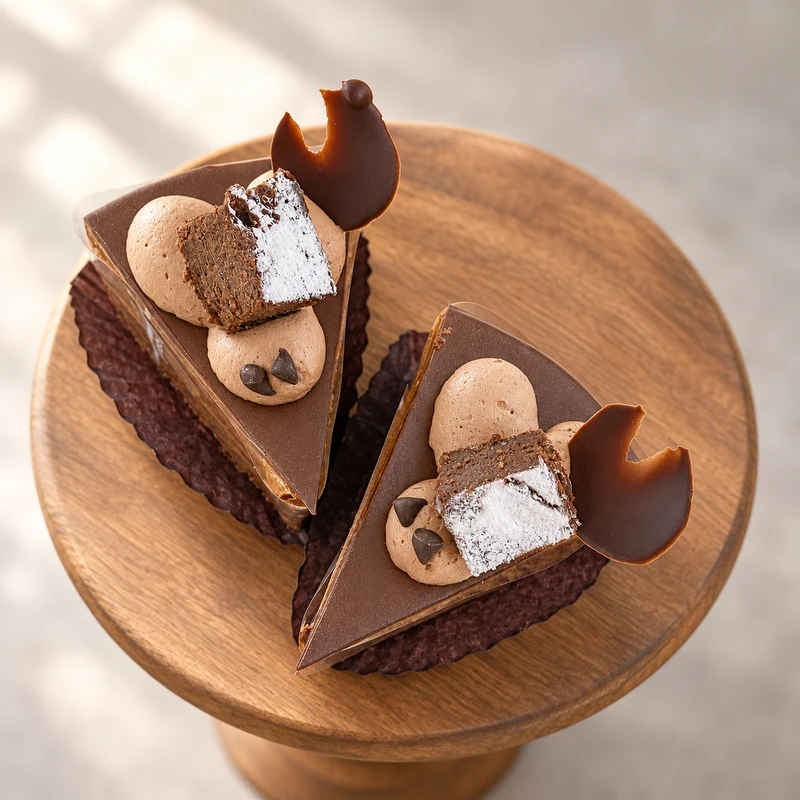 チョコレートとクリームを重ねたチョコショート